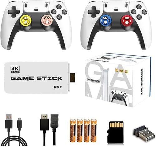Bastone da gioco retrò, console di gioco 2,4 G, doppio controller wireless 4 K 30000 + 40000 + giochi retrò per ragazzi (128G 40000+giochi)