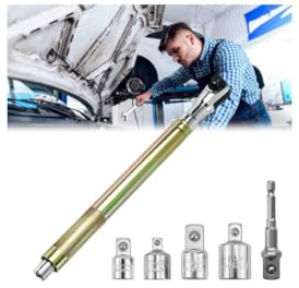 Offset Extension Wrench Impact,Socket Wrench Extender Tool with 1/4, 3/8, and 1/2 Square Drive Adapters,Universal Extensions W-Rench,Impact Ratchet Extender for Tight Spaces