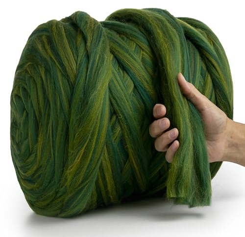 MeriWoolArt® XXL Merino Wolle Garn 100% Schurwolle (4-5cm Stärke), Extra Dicke Filzwolle für Trocken- & Nassfilzen, Armstricken, DIY Decke für Baby & Erwachsene – 100g