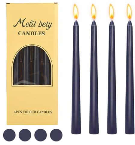 10'' Taper Dinner Candles, 4Pcs Non Drip Candle Sticks (Royal Blue) | 6 Hour Burn Time Non Scented Candles for Valentine's Day Mother's Day Birthday Xmas Party Home Decorations