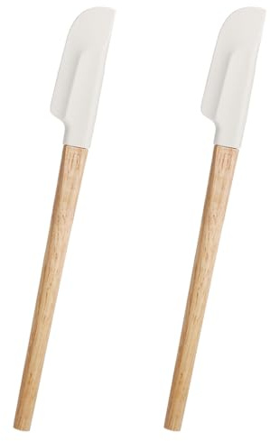 TIESOME 2 Stück Silikon Spatel Klein,Silikonspachtel Mit Holzgriff Silikon Schmal Teigschaber Küche Kleine Schaber lebensmittelechtes Küchenschaber Flexibel für Backen Mischen