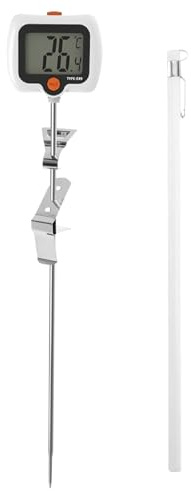 Thermomètre de cuisine, outil de mesure à sonde longue avec crochet pour casserole, thermomètre alimentaire avec écran rotatif, pour cuisson, barbecue et restaurant extérieur