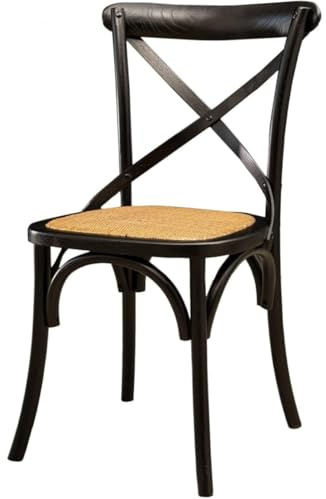 Cribel Pepita Cross Set 2 Sedie in Legno Massello | Sedute in Bambù con Schienale a X Stile Thonet | Sedie da Cucina, Sala da Pranzo o Ristorante | Design Classico e Durevole (Nero/bambù)