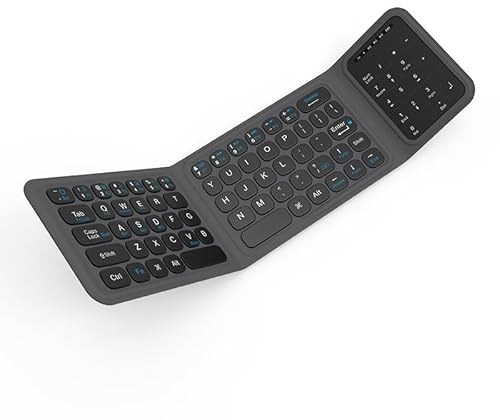 Tosuny Teclado Bluetooth Plegable con Panel Táctil, Teclado Inalámbrico Plegable con Interruptor de Tijera, Tecla Silenciosa, Teclados Plegables de Bolsillo Recargables de Tamaño