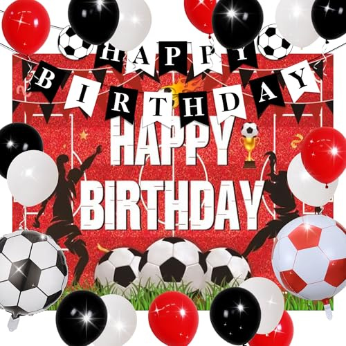 decorazioni per compleanno a tema calcio decorazioni rosse e bianche banner | decorazioni per compleanno a tema calcio decorazioni rosse e bianche banner buon compleanno festone palloncini forniture