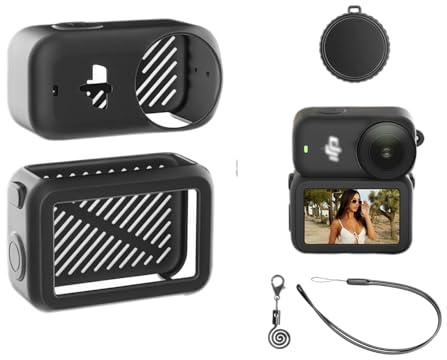 WEWOGA Osmo Nano Silicone Case with Lens Cap & Wrist Strap, Full Protective Silicone Cover Compatible for DJI Osmo Nano,Shockproof, Scratch-Resistant Shell Action Camera Accessories (Black)