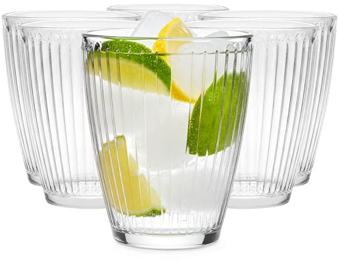 Glasmark KROSNO 1992 dricksglas set om 6 – 280 ml glas med spårstruktur för vatten, juice, läsk, cocktails och långdrycker