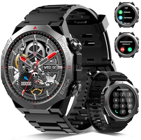 Smartwatch Herren Damen, Militär Smart Watch mit Telefonfunktion, 1,39HD Touchscreen, IP68 Wasserdicht Sportuhr, 110+Sportmodi Fitness Tracker, Herzfrequenz, Schlafmonitor, Fitnessuhr für iOS Android