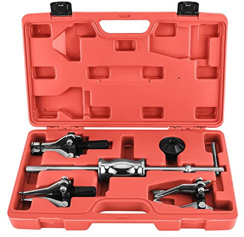 FreeTec 3 Jaw Gear Bearing Slide Hammer Puller Set, 15-80mm Universal Internal & External Wheel Bearing Removal Tool, 3lb Sliding Hammer Blind Bearings Race Pulley Puller Set with Reversible Jaws