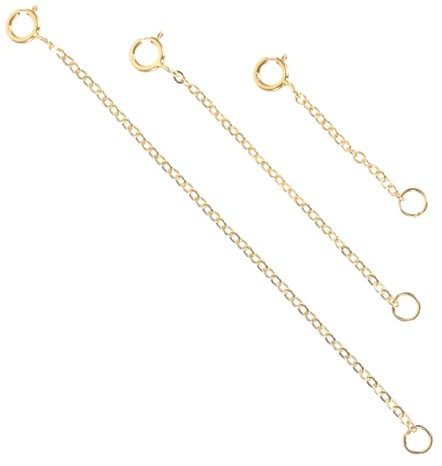 SUPVOX 3pcs Chain Extenders Jewellery Clasp for Bracelet Necklace (Gold)