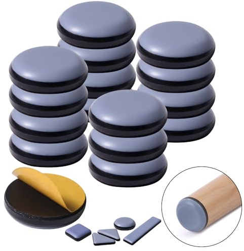 Teflongleiter Selbstklebend Profi Möbelgleiter/Teppichgleiter PTFE | Rund&Quadratisch (16, kreisförmig,25mm)