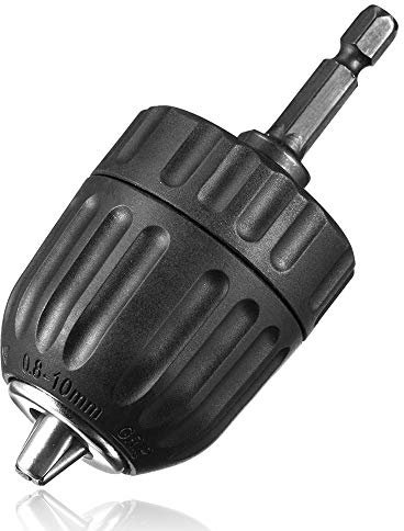 Mesee 0.8-10mm Keyless Drill Chuck Adapter 3/8-24UNF Mount Thread Impact Chuck Converter Quick Release Conversion Tool with 1/4 Inch Hex Shank
