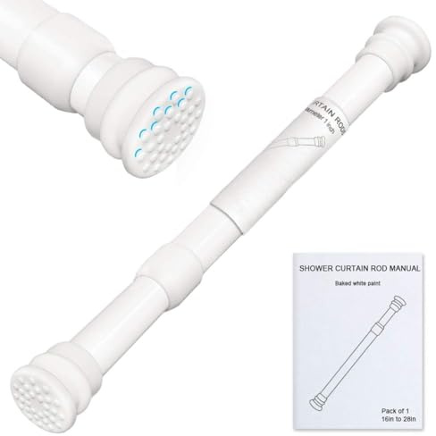 XIQIYY Small Tension Rods 16 to 28 inch ,Adjustable Shower Spring Tension Rod Short for Windows,Closet,Curtain,Doorway,Upgrade Diameter 1 inch,White