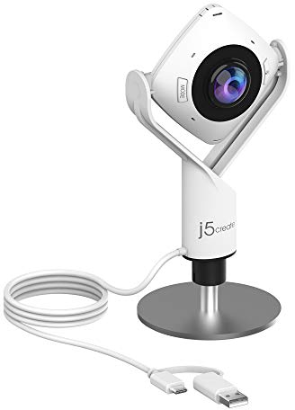 j5create JVCU360 Webcam HD 360° 1080p pour réunion – Caméra de conférence avec Microphone Haute fidélité et Six Modes d'affichage – Compatible macOS/Windows/ChromeOS