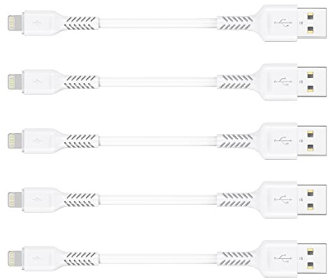 ULIFTUS Short iPhone Charge Cable, 10cm 5 Pack USB A to Lightning Cord | MFi Certified, 480Mbps Data Transfer, 10000+Bend Resistant, for iPhone 14 13 Pro Max Xs 8 7 6 5 Plus iPad