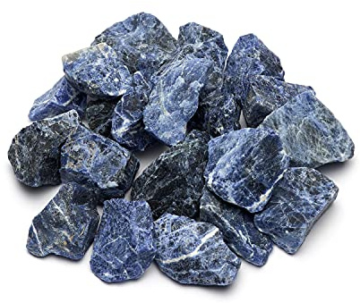 PURAJA Sodalith Edelsteine Set | Naturbelassene Premium Rohsteine | Vielseitige Verwendung als Wassersteine, Heilsteine, Chakrasteine | Sortenreine Kristalle