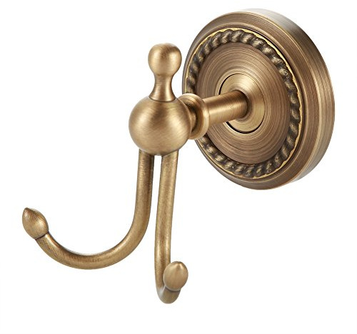 Alvinlite Crochet de serviette de porte en laiton, crochet de porte-serviettes mural antique en laiton antique de salle de bains