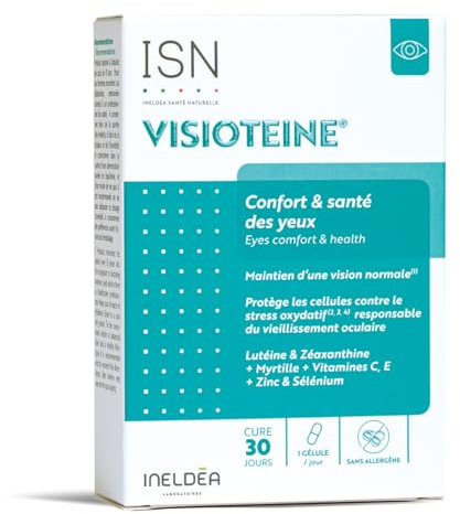 ISN - Visioteine® - Maintien d'une vision normale - Lutéine & Zéaxanthine, Myrtille, Vitamines C et E, Zinc & Sélénium - 90 gélules - Cure 30j