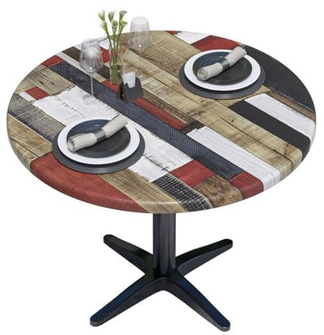 GGMMÖBEL WERZA | Werzalit Tischplatte | Vintage Bunt | Ø 70 cm | Topalit Gartentischplatte | Perfekt für klappbare Gartentisch, Esstisch | Wasserfest | Restaurant, Cafe, Bar | Indoor und Outdoor