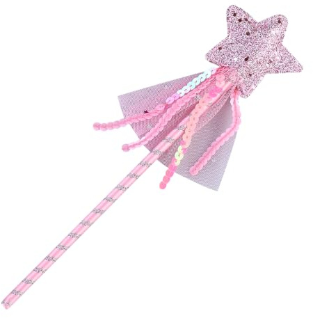 LAMXD Prinsessestav jul älva trollstav söta stavar stjärna älva kostym rekvisita ängel älva stavar för födelsedag bröllopsfest cosplay gåvor rollspel leksaker (rosa)