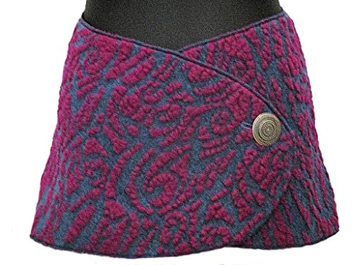 NAMSA - NIERENWÄRMER aus 80% Wolle, 20% Polyester, Hüftschmeichler, Cacheur, Wollschal, HÜFTGÜRTEL mit silberfarbenem Metallknopf - Filigran