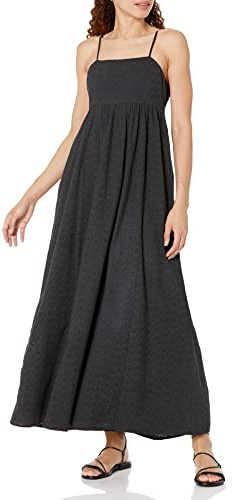 The Drop Robe Longue à Œillets pour Femme, en Coton, Shyla, Noir, Taille XS