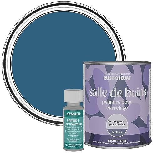 Rust-Oleum Peinture Bleue Résistante à l'eau pour Carrelage de Salle de Bain, Finition Brillante - Cobalt 750ml