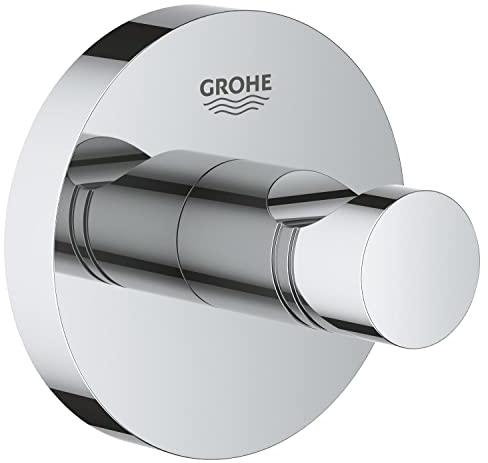 Grohe Start QuickFix - Colgador de baño individual, cromo, para pegar (pegamento QuickGlue A1) o atornillar, ref. 41173000