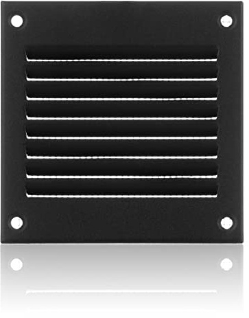 100x100mm Ventilationsgaller i Antracit Stål med Myggskydd - Metallgaller för Ventilation