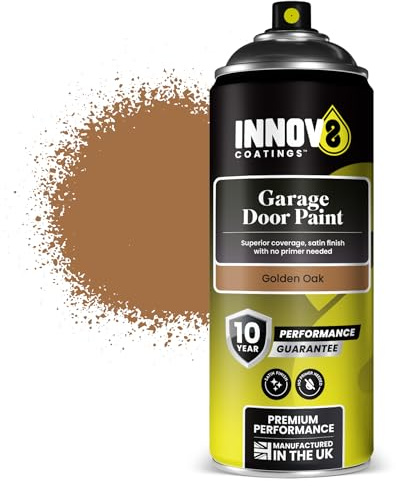 INNOV8 COATINGS GARAGE DOOR SPRAY PAINT - Exterior & Interior Door - Multi Surface - Metal, Wood & uPVC - No Primer or Top Coat - 1 x 400 ml - Professional Standard Fast Dry Satin Finish - GOLDEN OAK