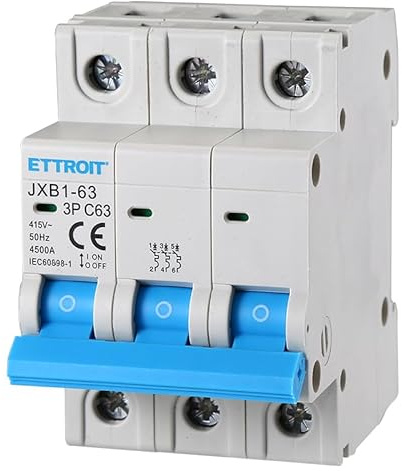 3P Interrupteur thermique tripolaire 220V et 380V pour monophasé et triphasé nécessite 3 modules DIN disponibles 10A, 16A, 20A, 25A, 40A, 63A (3P 63A)