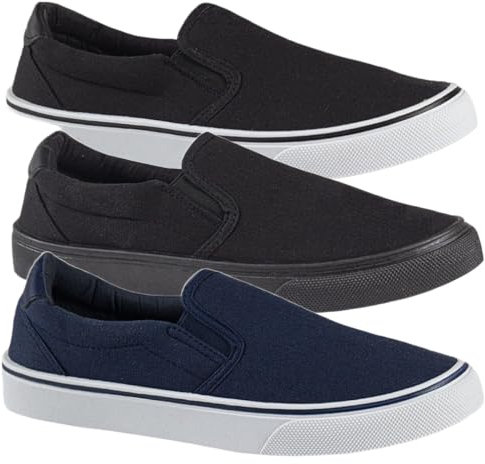 Mens Slip ON Canvas Flat Casual Boat Deck Plimsoll Espadrilles Casual Pumps Trainers Gym Shoes (Navy White, UK Footwear Size System, Adult, Men, Numeric, Medium, 7)