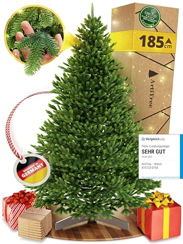 ArtiTree Künstlicher Weihnachtsbaum 180 cm – 100 % Spritzguss Nordfichte | Premium Tannenbaum naturgetreu inkl. FSC-Holzständer & Aufbewahrungstasche