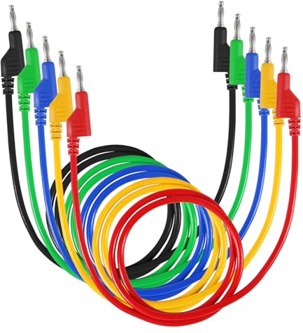 AOICRIE 5pcs 4mm Banana Plug Multimeter Test Leads Double-ended Stackable Banana Plug Test Leads Pluggable Soft Cables 1M for Multimeter Testing