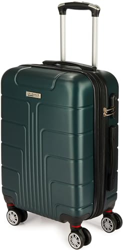 BRUBAKER Handgepäck Hartschalen Koffer Miami - Erweiterbarer Reisekoffer mit Zahlenschloss, 4 Rollen und Komfort Tragegriffen - 37 x 56 x 24,5 cm ABS Rollkoffer Trolley (M - Dunkelgrün)