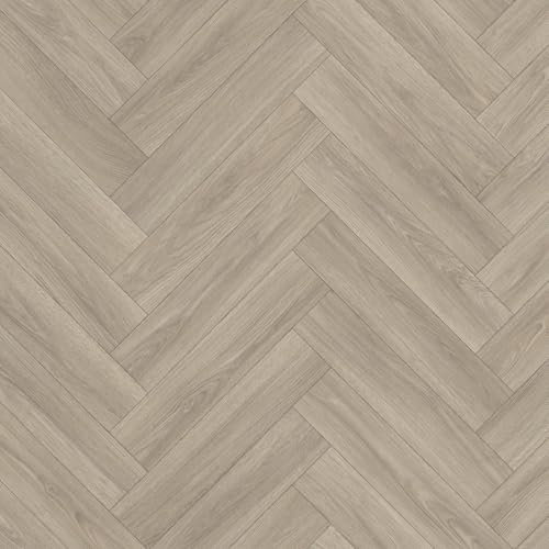 Traditional Vinyl Flooring Herringbone Parquet Textile Backing Lino Wood Plank Sheet Cheap Kitchen Bathroom Flooring (2m x 2m)