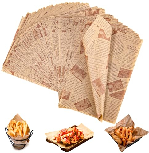 150 Blatt Käsepapier, Wasserdicht und Öl Burger Papier, 30 * 20cm Pommes Papier für Korb, Sandwich Wrap für Burger, Butterbrot, Käse, Lebensmittelkorb Liner