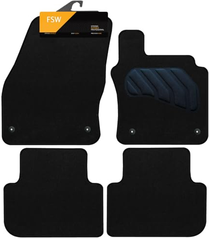 FSW Tailored Car Mats Fits Volkswagen Tiguan 2016-2024, Carpet, Black | 4-Piece, Custom Tailored Fit, Anti-Slip, Fitted With Clips