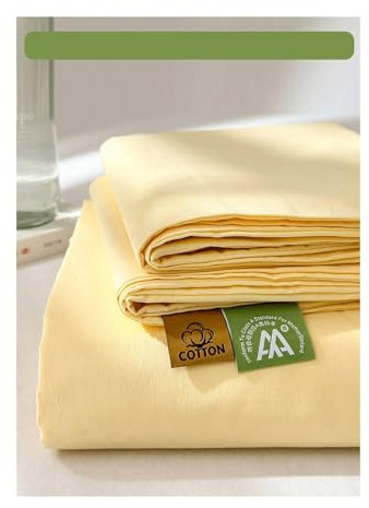 Bettlaken Haustuch Betttuch aus 100% Gewaschener Baumwolle ohne Gummizug Superweiche und Atmungsaktive in vielen Größen und Farben(Yellow,120x230cm)