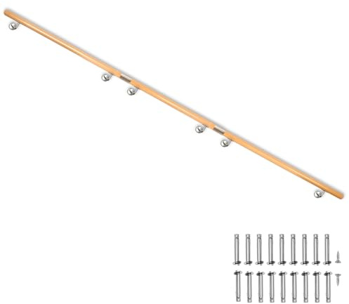 Buche Holz Handlauf Treppengeländer Geländer für Treppe Wandhandlauf V2Aox | 500 cm, Wand, seitliche Montage, mit Halterungen und Montagematerial