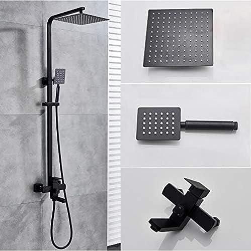 DRFGNF Colonne de Douche à Effet Pluie Noire Ensemble de Douche de Bain Bec de Baignoire pivotant Mitigeur de Douche Tête de Pluie en Acier Inoxydable Mitigeur de Salle de Bain