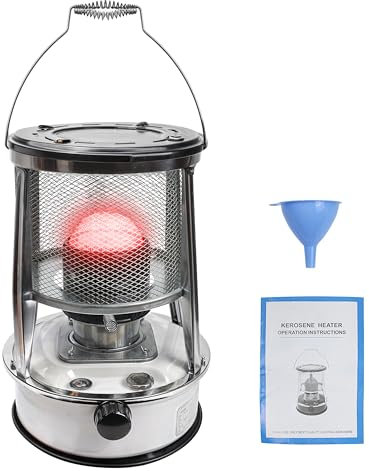 Calentador de estufa de queroseno con extintor automático, calentador portátil grande para acampar en interiores, cocina, calefacción, hogar, garaje (color blanco)