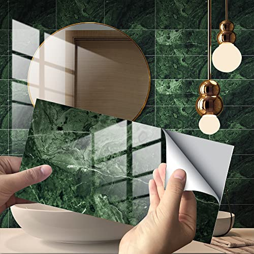 HORIWE Fliesenaufkleber Marmorierung 12x6 Inch Wandfliese Aufkleber 16 Stück PVC Fliesensticker Fliesen Folie Selbstklebende Tapete Wasserdicht Wandaufkleber für Küche, Schrank, Möbel, Tisch