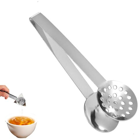 Teebeutelpresse Zange, Edelstahl Teebeutelpresse Werkzeug Teebeutel-Sieb Teebeutelzange 6 Zoll rutschfest Küche Mini Servierzange oder Küche, Bar Kochen Werkzeuge