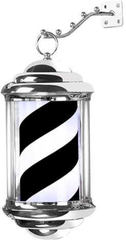 VAESAZDSZ Lámpara de Poste para barbería, lámpara de barbería Resistente al Agua, lámpara LED de Ahorro de energía y giratoria, lámpara de Letrero Romano
