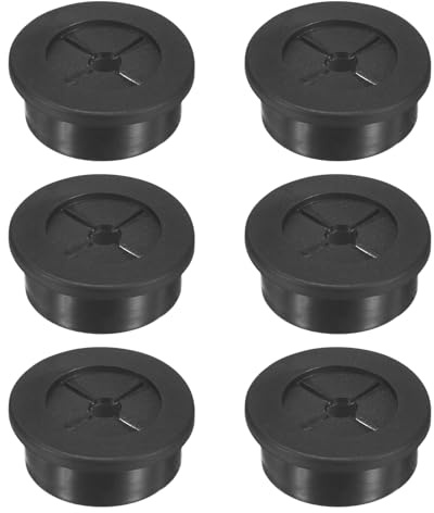 M METERXITY 6-Pack Rubber Grommets for Wiring 30mm Desk Grommet Double-Sided Flexible Cable Cord Grommet Desk Hole Cover for Cables/Wires Through Protection Cable Grommet [Black]