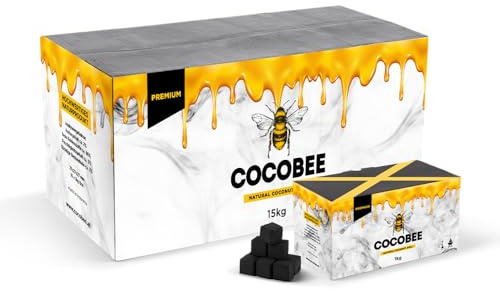 DISPAU COCOBEE Black Coconut – Carbón Natural Premium | Ideal para Cachimba & BBQ – Briquetas de Coco de Larga Duración (15 KG)