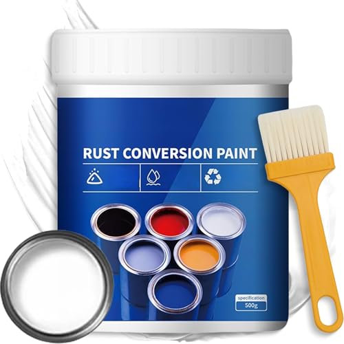 YONGLSP Rust Converter Paint, Metal Weatherproofing and Rust Conversion Paint, 2 in 1 Removal Converter, for Metal, Car, Fences, Industrial Equipment (White)