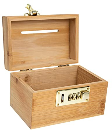 Ciieeo Abschließbare Holzsparenbox Mit Schlitz Retro Bambus-holz Spardose Als Dekoration Und Aufbewahrung Kleine Schatztruhe Für Junge Mädchen Robust Und Kreativ Gestaltet Geschenkidee