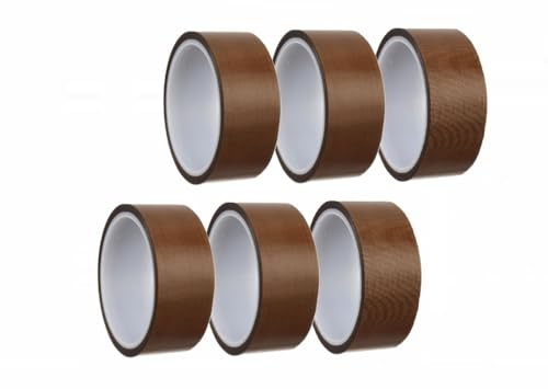 DRW PTFE Teflonband, temperaturbeständig, braun, 6 Stück, 40 mm x 10 m